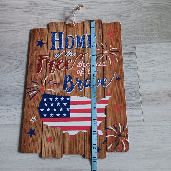 NEW Greenbriar Intl. Home of the Free Because of the Brave Home Decor Wood Sign - Picture 5 of 6